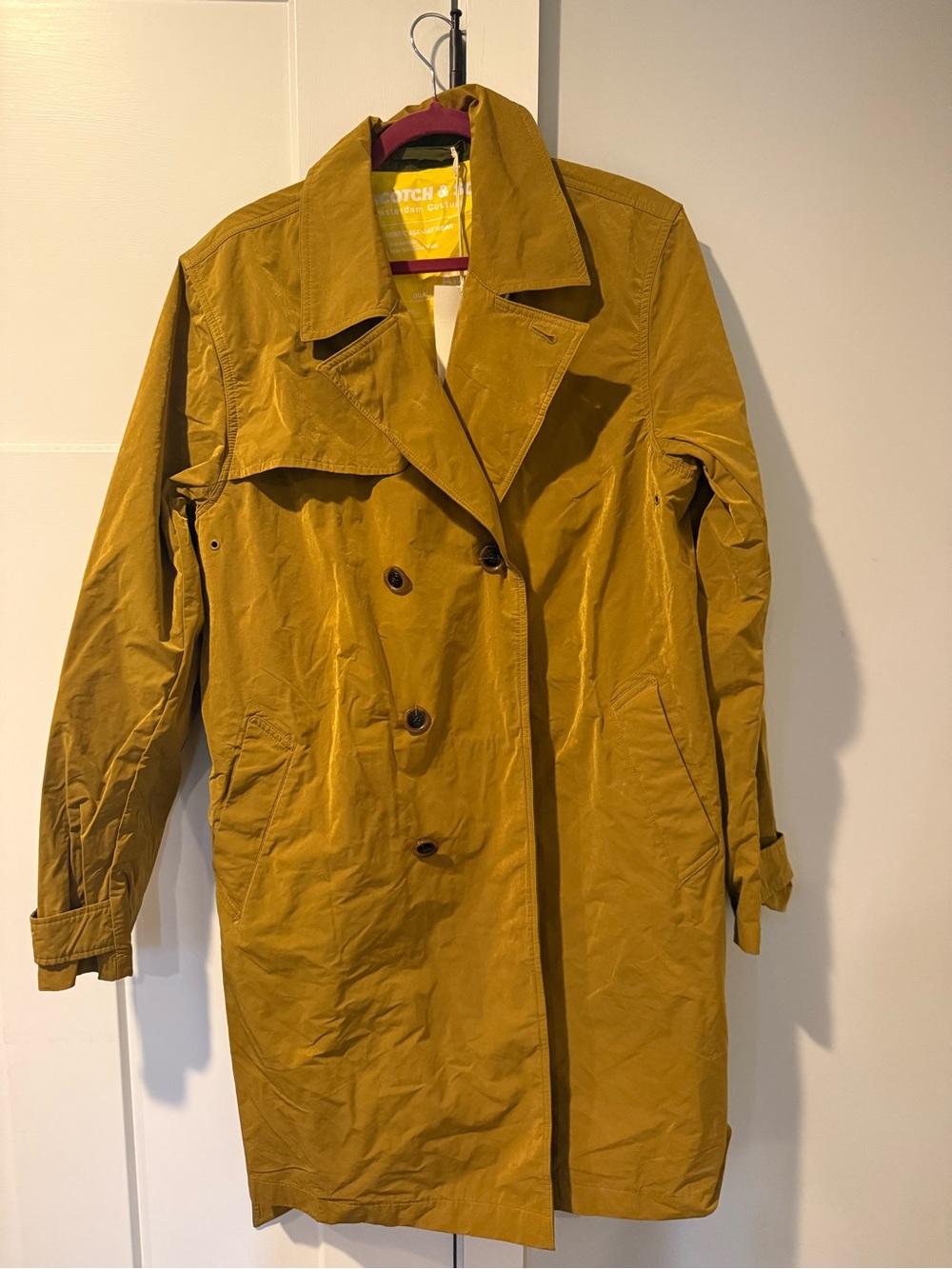 Scotch & Soda Mustard Double-Breasted Trench Coat